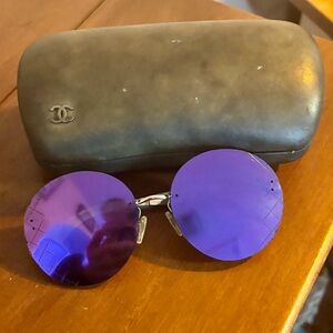 CHANEL 4216 Rimless Mirror Sunglasses with Purple Lenses